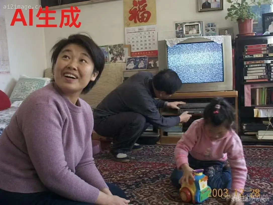 怀旧 2003 年家庭客厅照片
