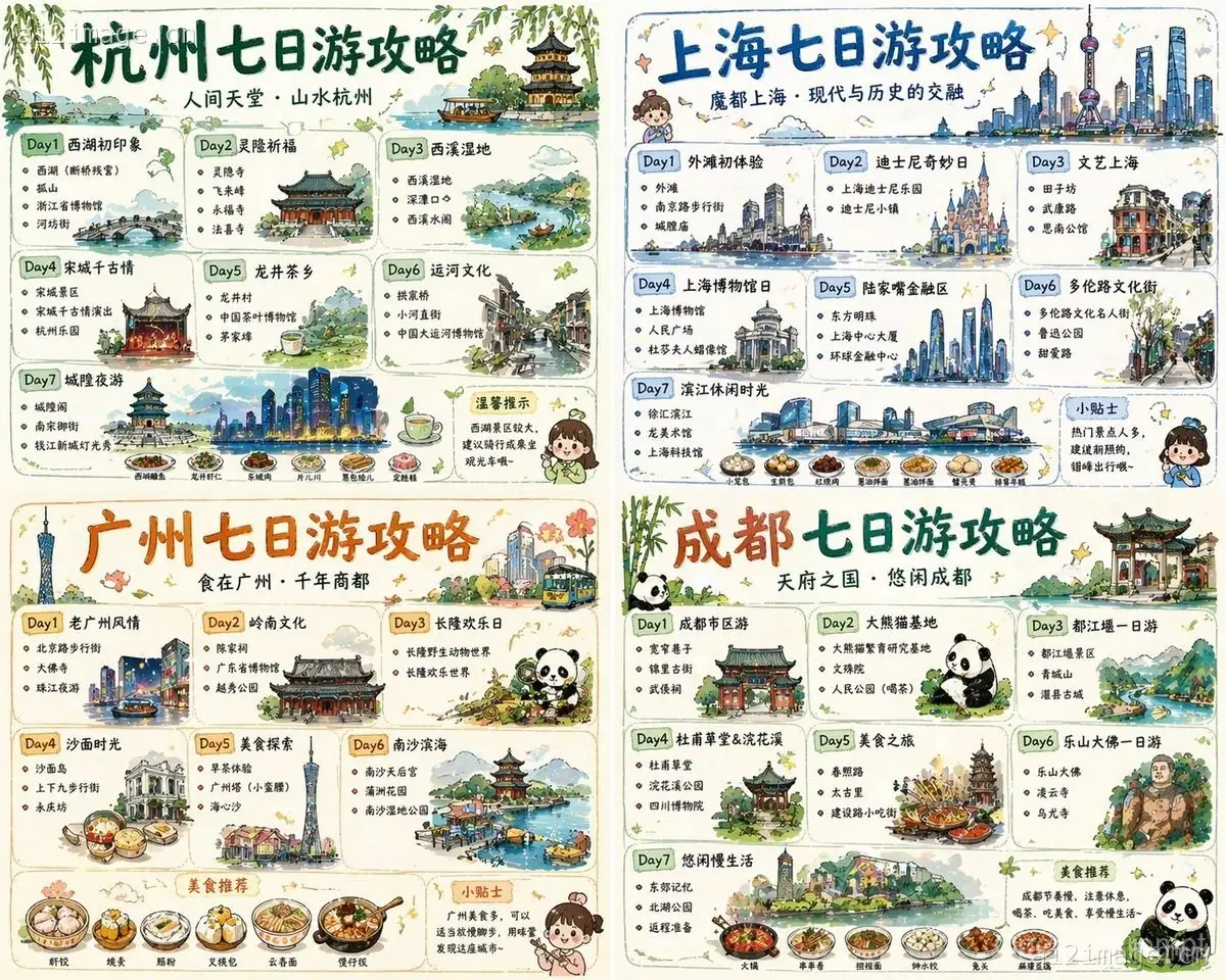 四城中国旅行指南海报套装