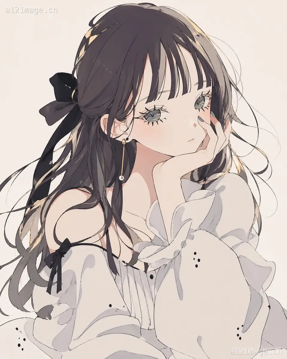 柔和单色动漫少女肖像