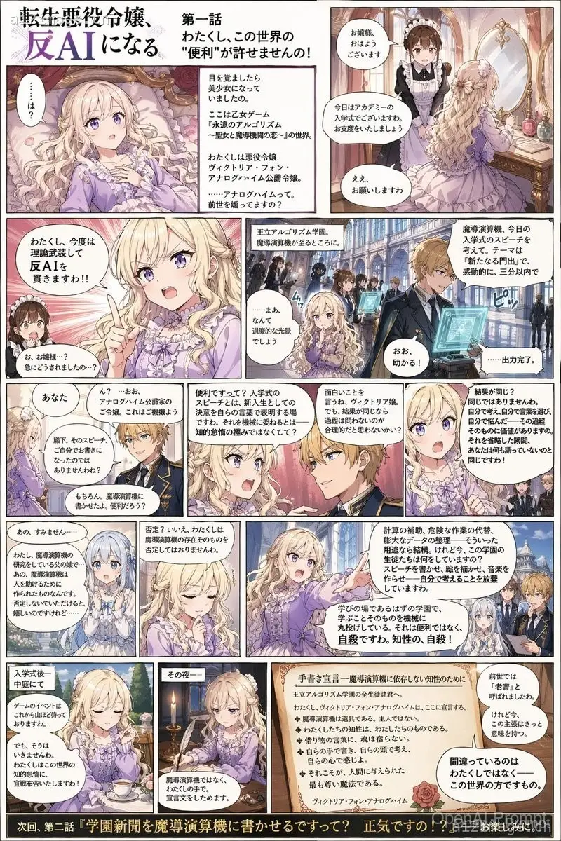 反 AI 恶役千金漫画海报