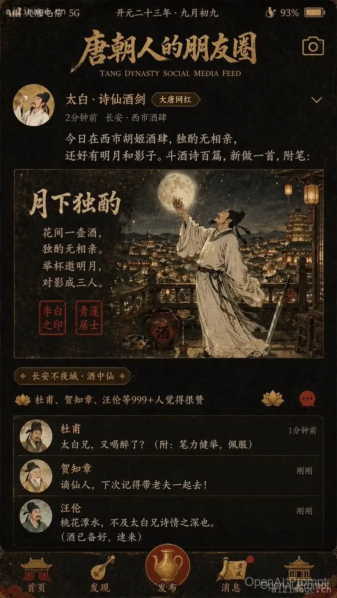 大唐风社交媒体动态海报