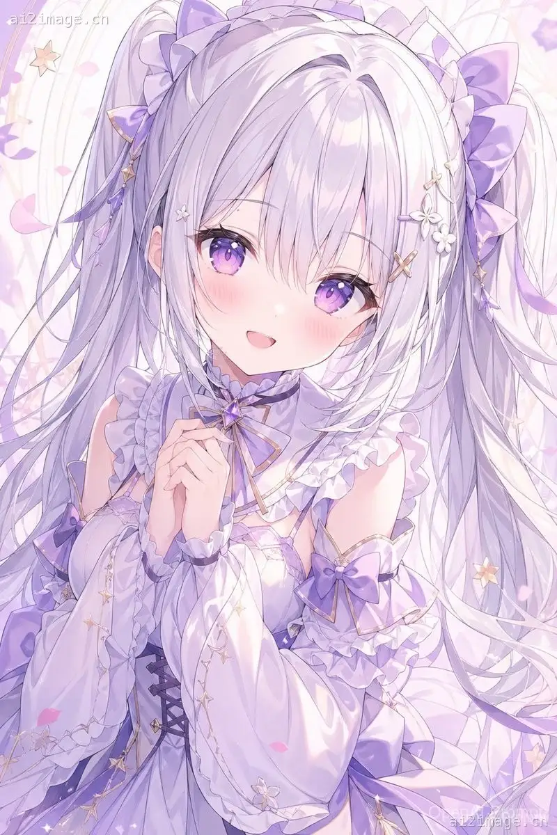 淡紫色系动漫少女肖像