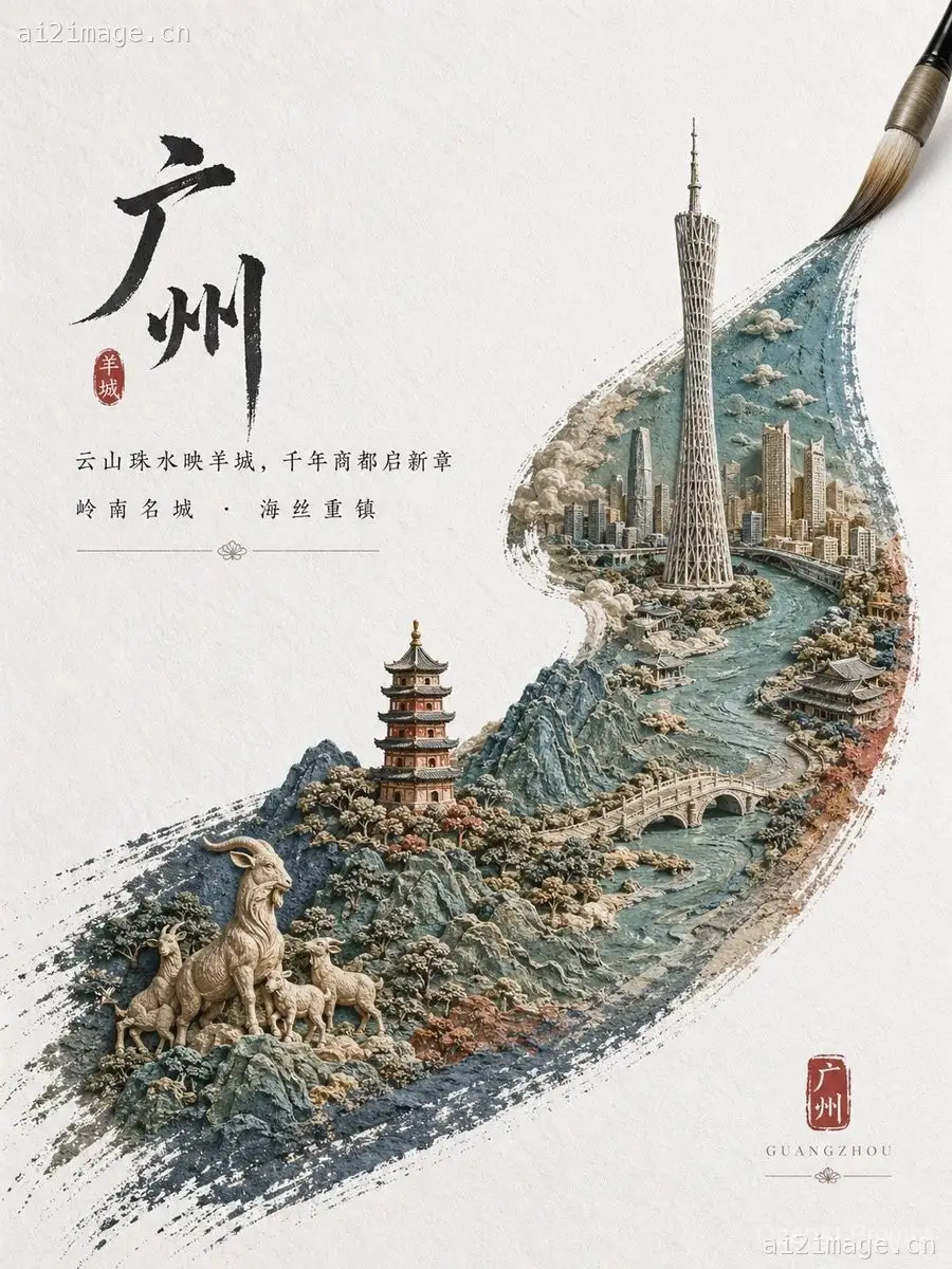 中国城市水墨风海报