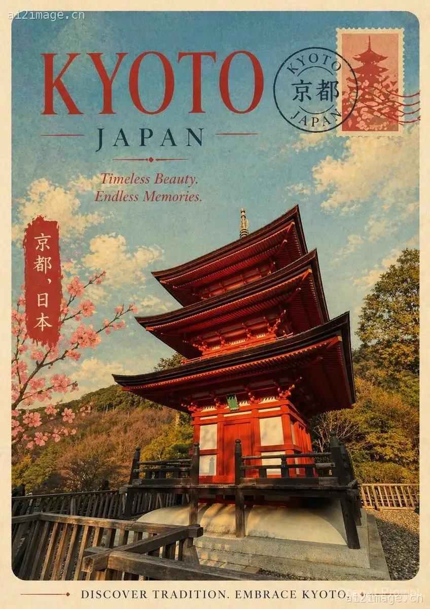 复古京都旅行海报