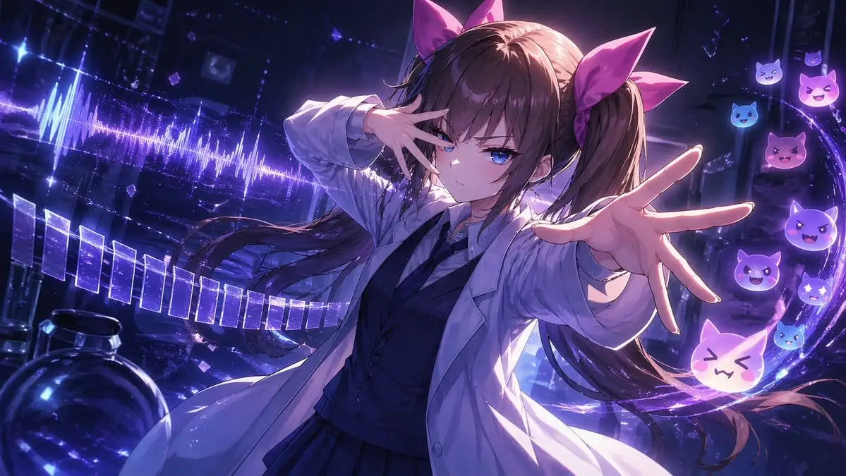 赛博实验室中二动漫少女:魔法与科技的交织