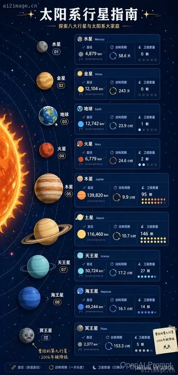 太阳系信息图海报