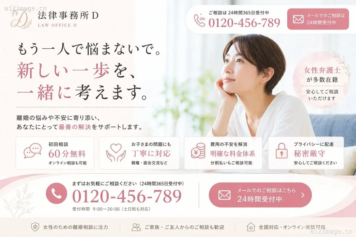 优雅的日本离婚法律服务 LP 首屏设计