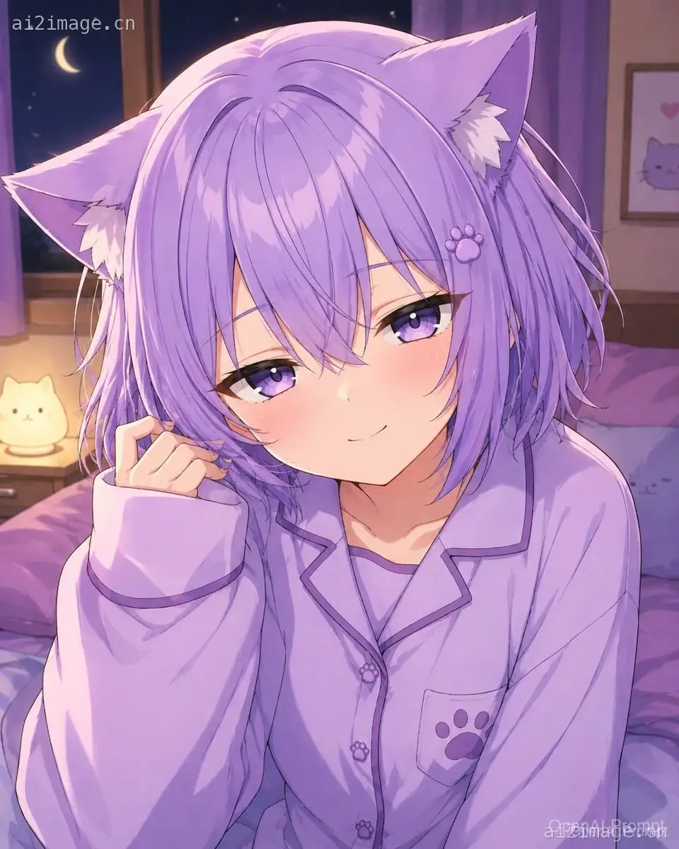 舒适猫娘睡衣之夜肖像