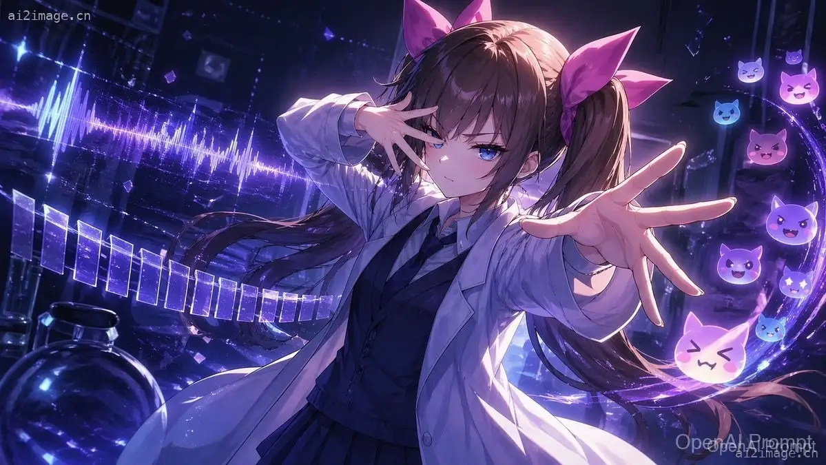 霓虹实验室中的中二病动漫少女