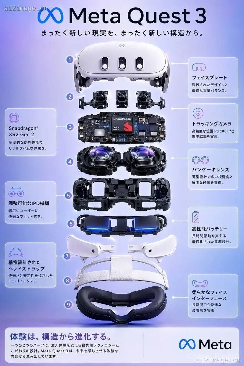 Meta Quest 3 爆炸视图海报