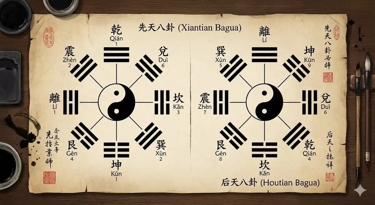 古籍风先天后天八卦精准复刻图