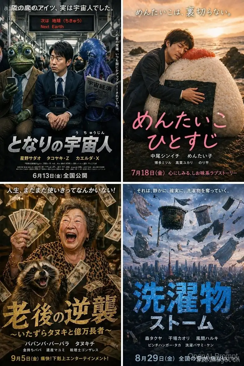 4-Panel Parody Movie Poster Grid