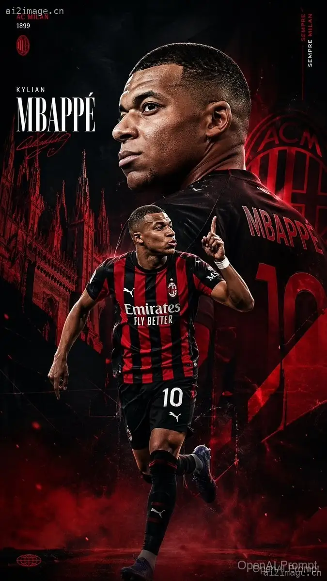 AC Milan Mbappé 转会海报