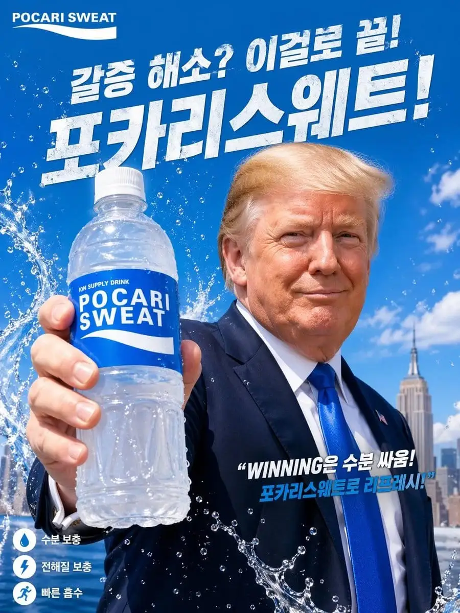 韩式运动饮料名人广告海报生成器