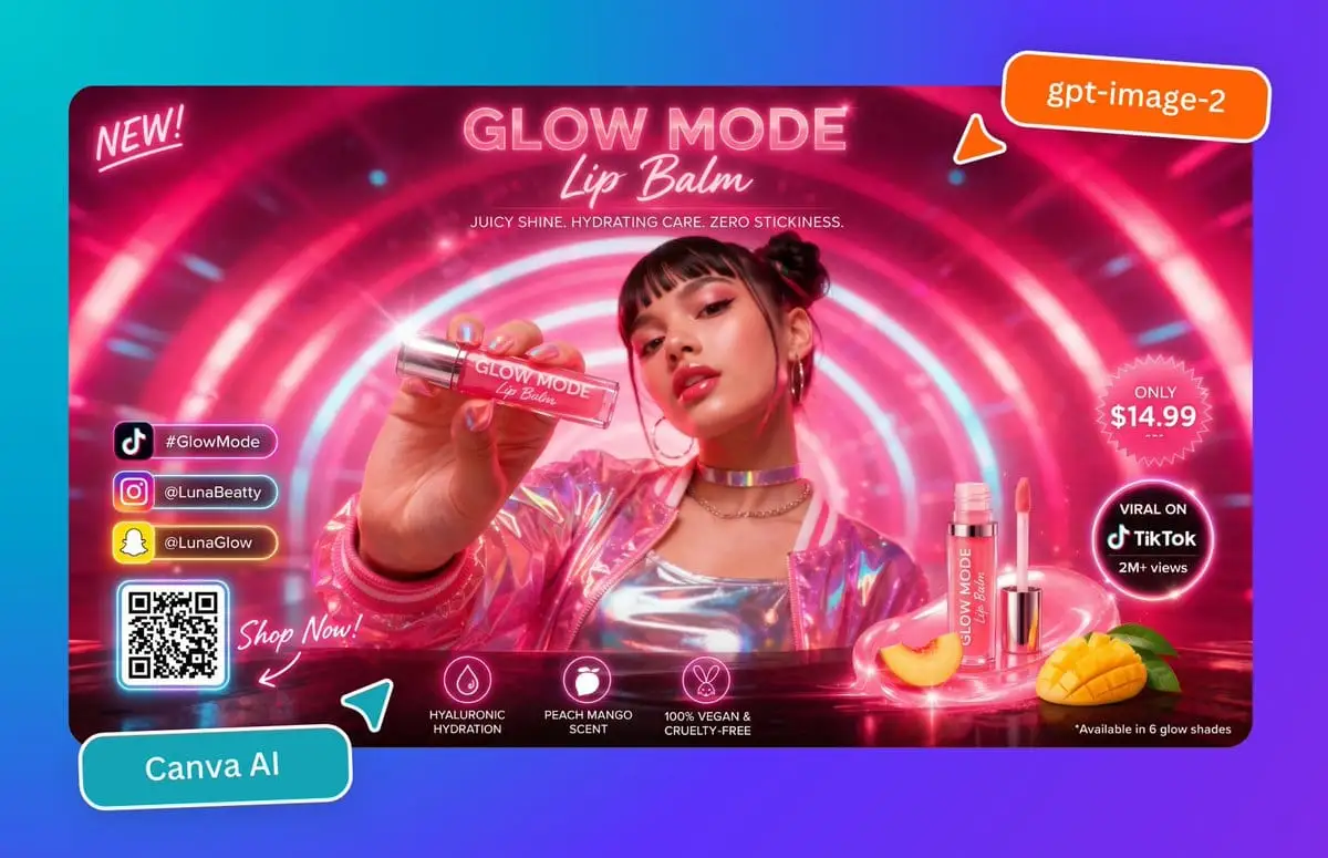 Neon Lip Balm 霓虹新品广告海报设计
