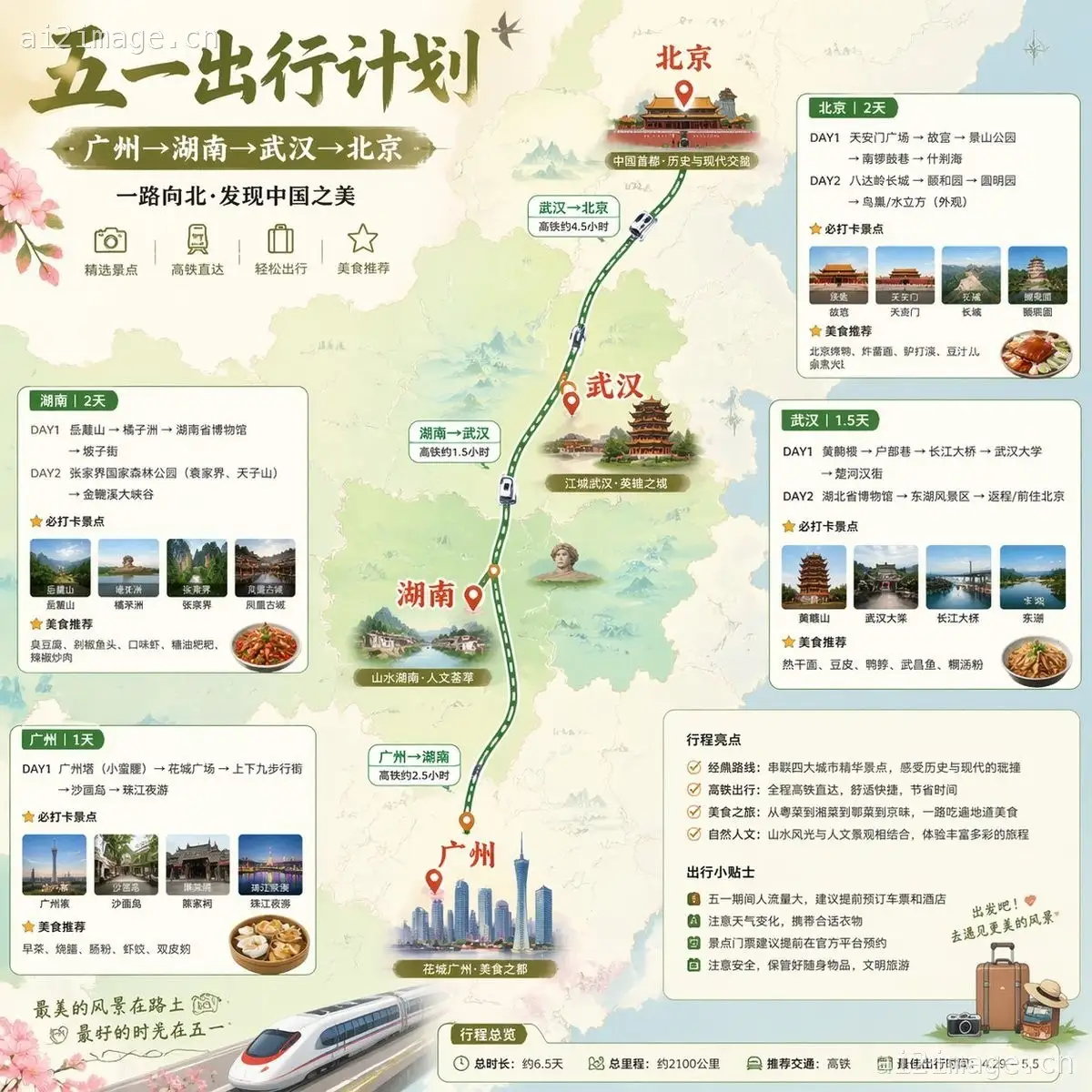 中国五一铁路旅行信息图