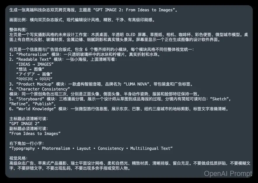 GPT IMAGE 2 中文提示词文档