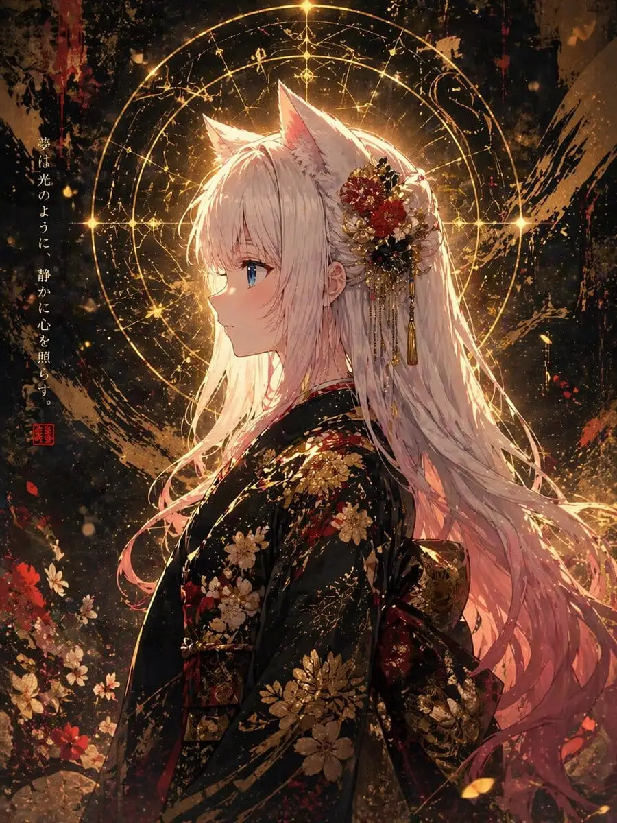 狐妖和服肖像:日式奇幻神女