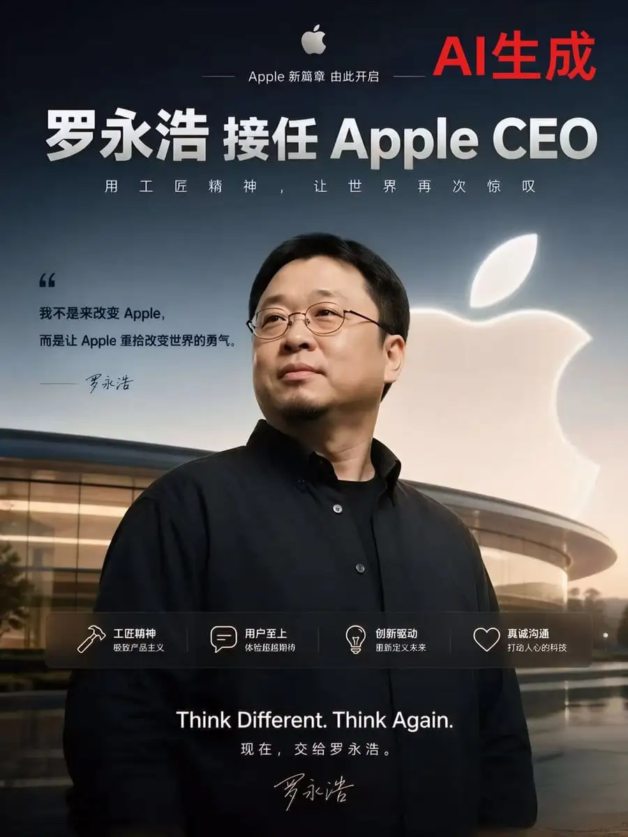 罗永浩接任Apple CEO:AI生成海报创意设计