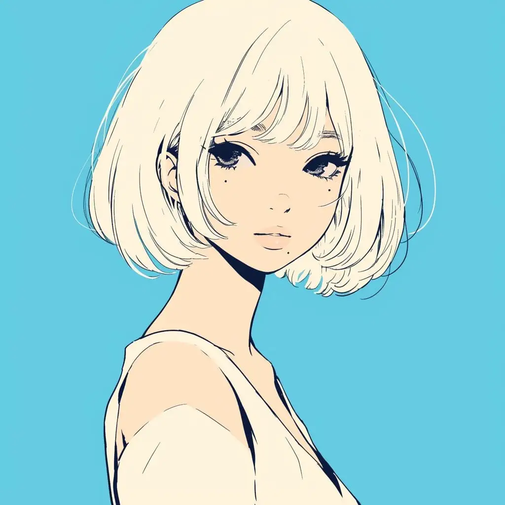 极简动漫少女侧颜 | 编辑插画风AI提示词