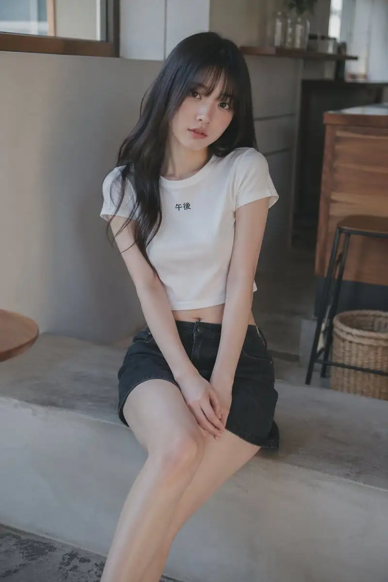 咖啡馆柔光年轻女性肖像写真提示词