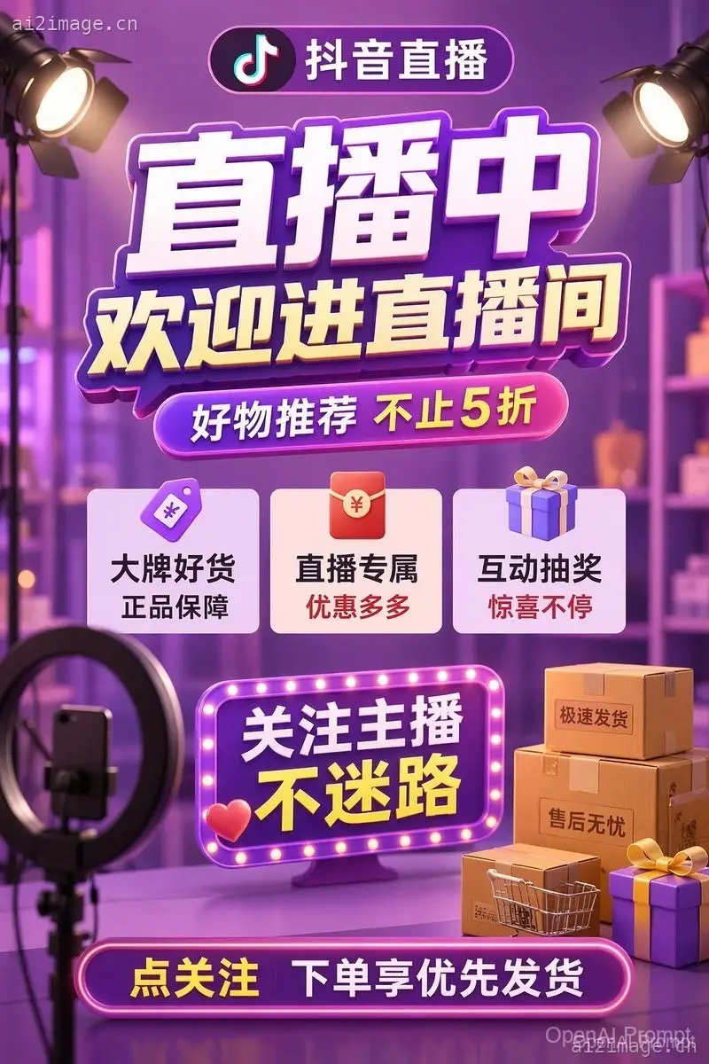 3D 电商直播宣传海报