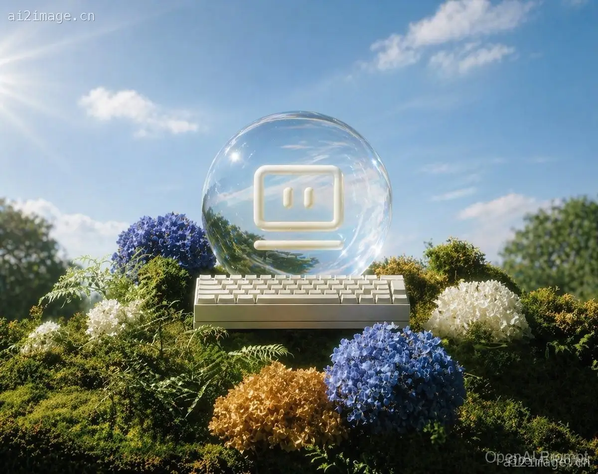 花园中的玻璃 AI 球体