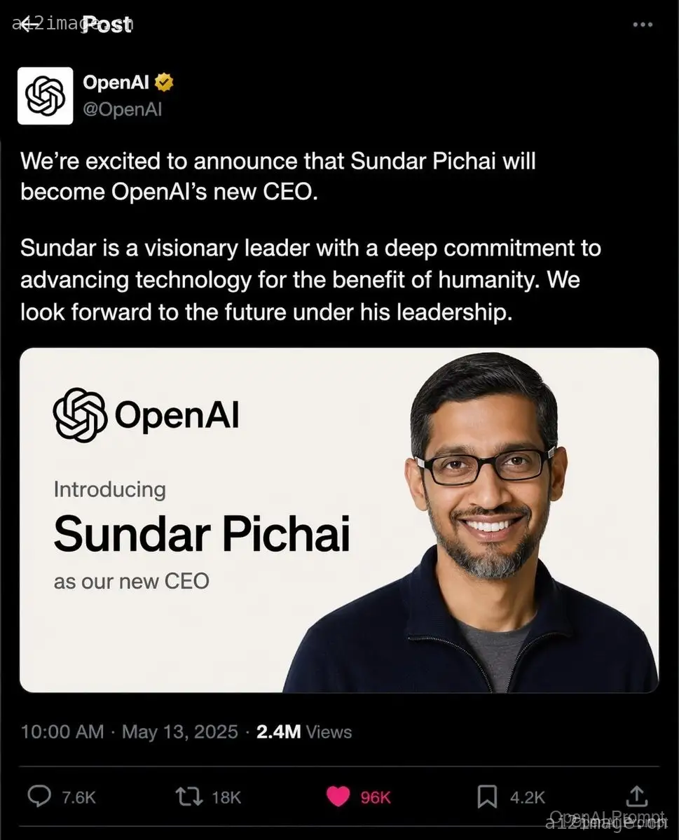 OpenAI CEO 公告模拟图