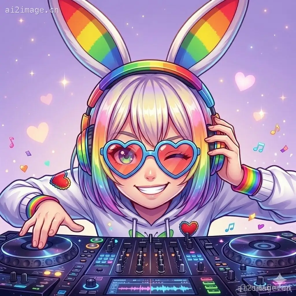 彩虹兔 DJ 动漫肖像