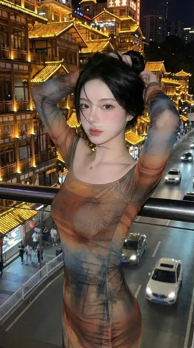 洪崖洞夜景写实少女:抖音风超真实肖像
