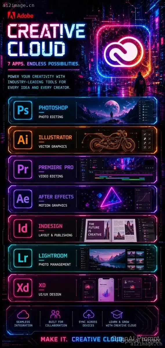赛博朋克风格 Creative Cloud 创意海报