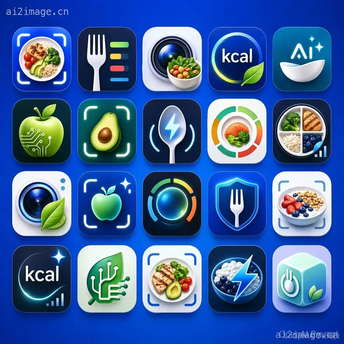 健康营养类 App 图标矩阵