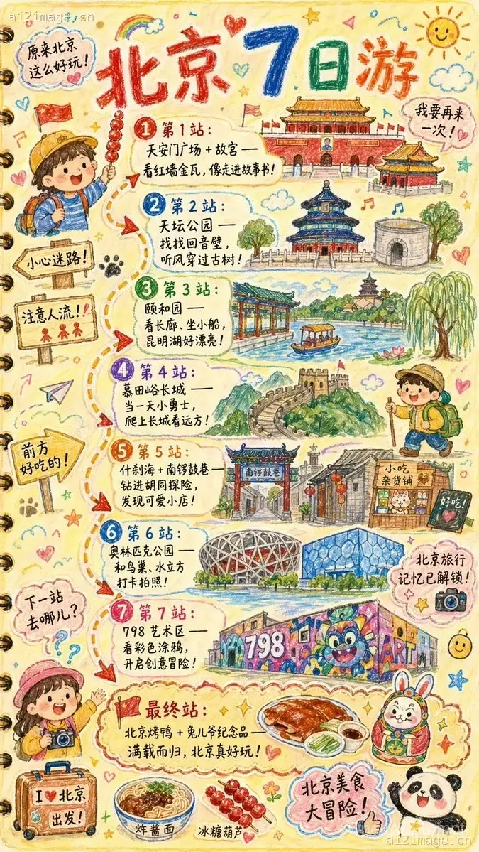 手绘风格旅行日记插画