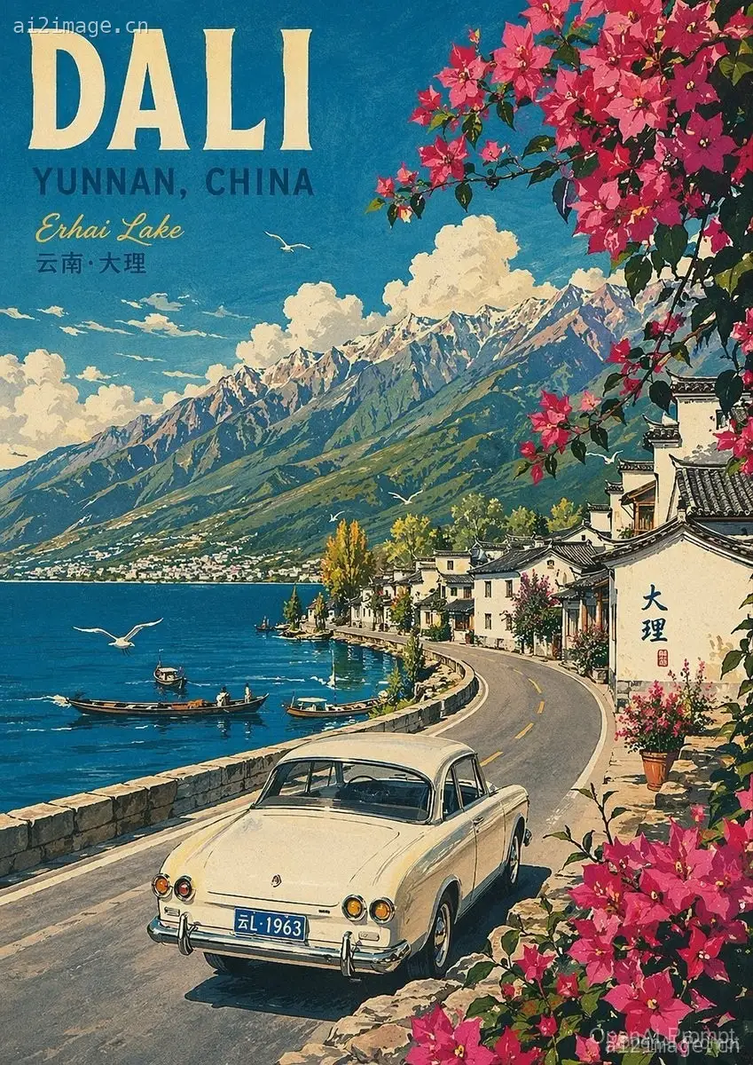 Vintage Travel Poster Illustration