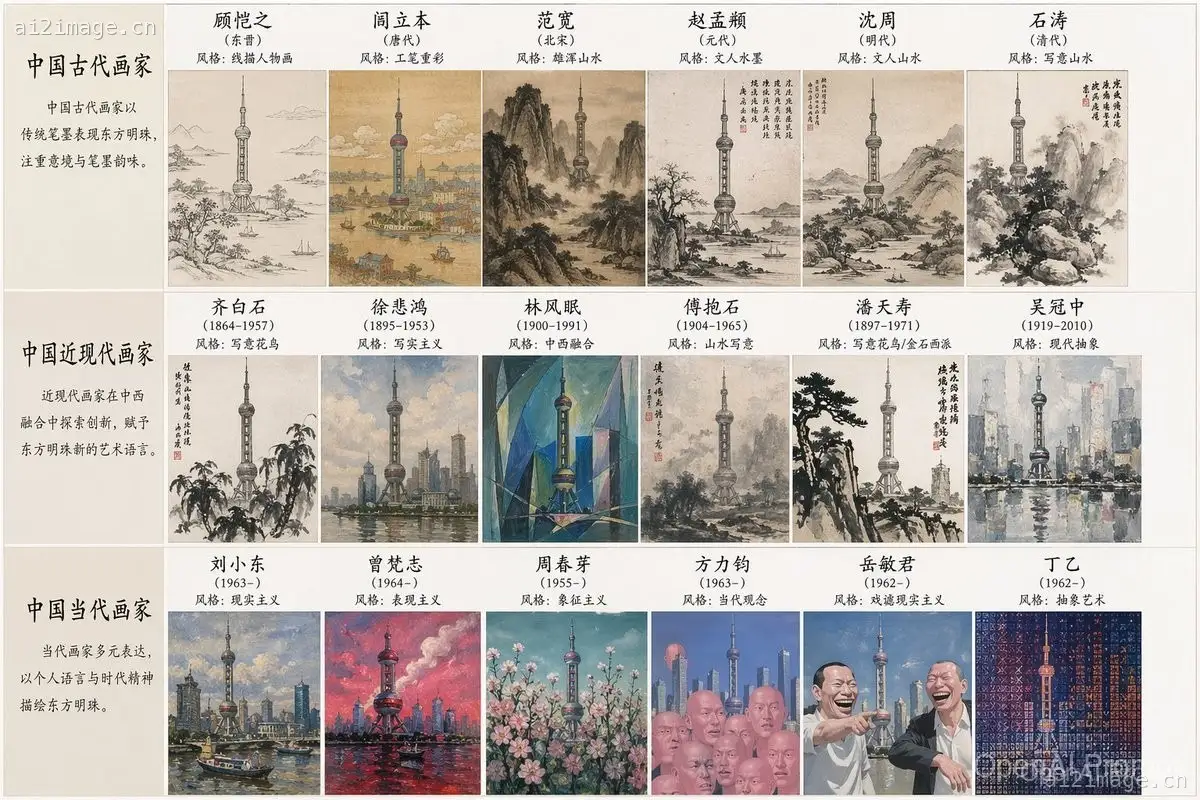 地标建筑的艺术风格合成