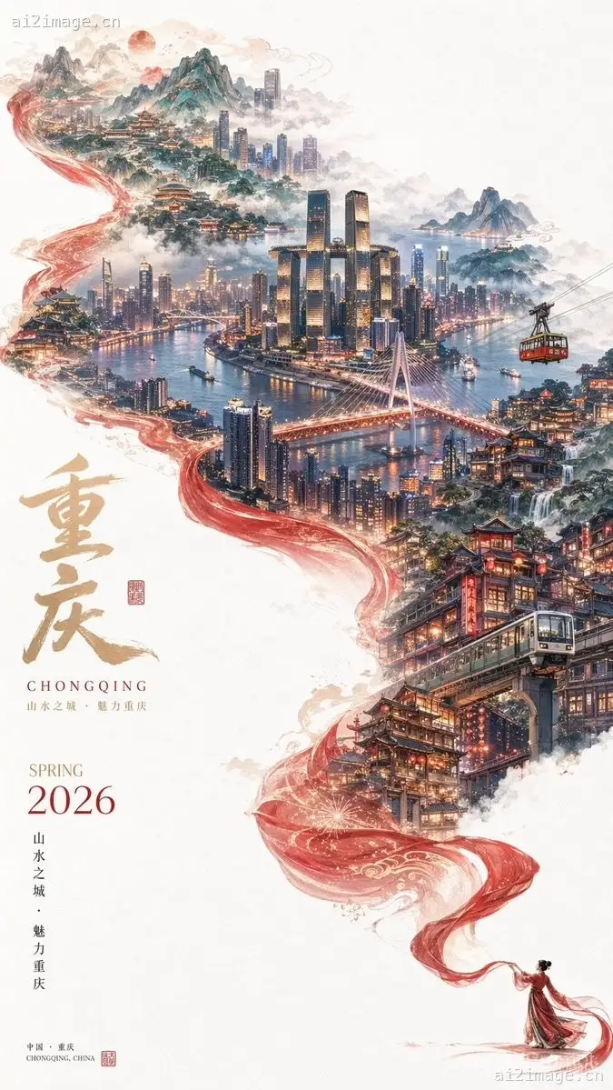 Surreal Cityscape Travel Poster