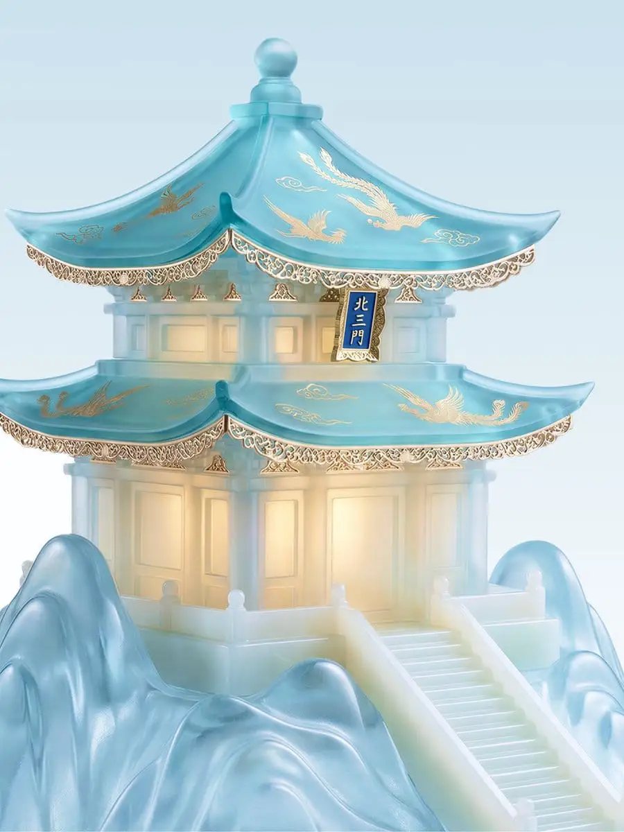 雅致玉石国风建筑:概念静物作品