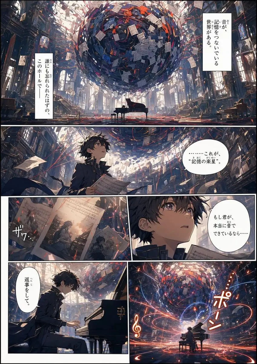 电影感漫画页生成器:记忆档案·音乐与记忆的奇幻交响