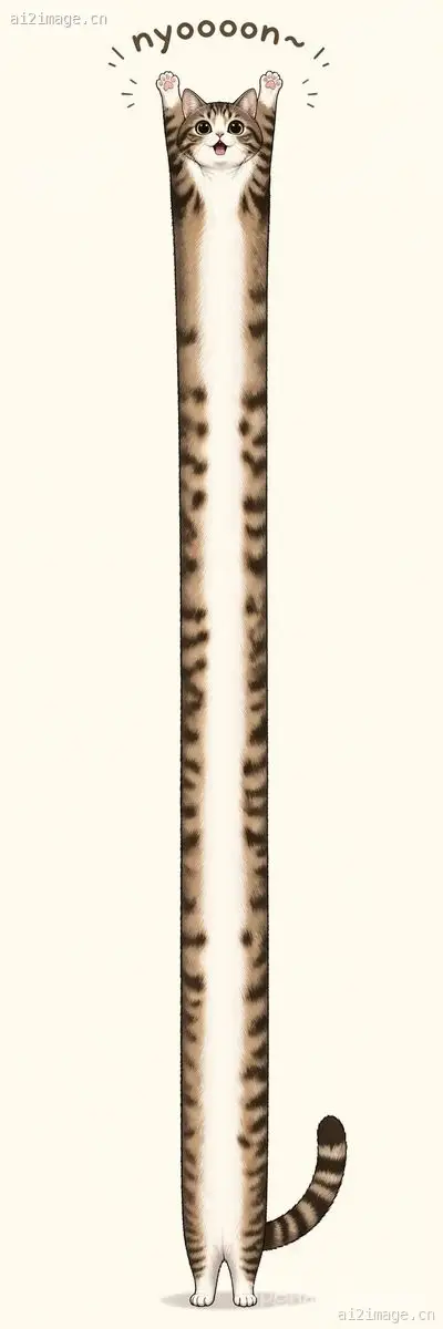 长条伸展虎斑猫