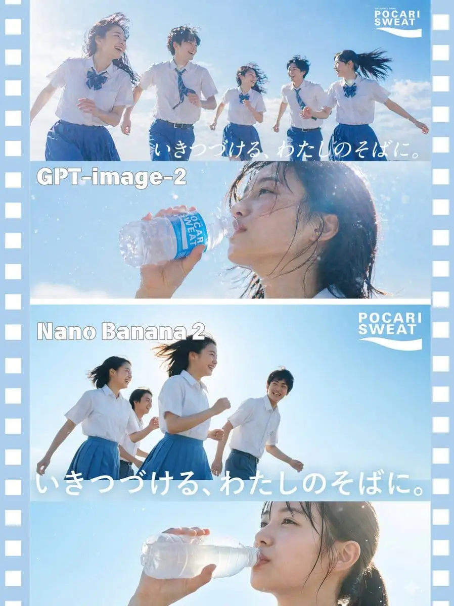 AI模型广告海报生成:运动饮料夏日对比