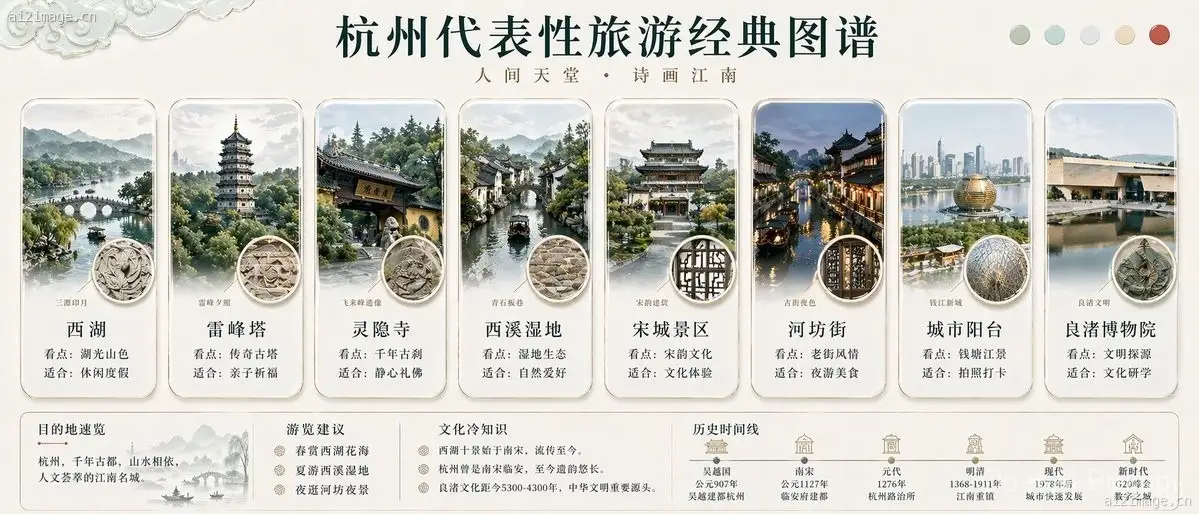 杭州旅游信息图海报