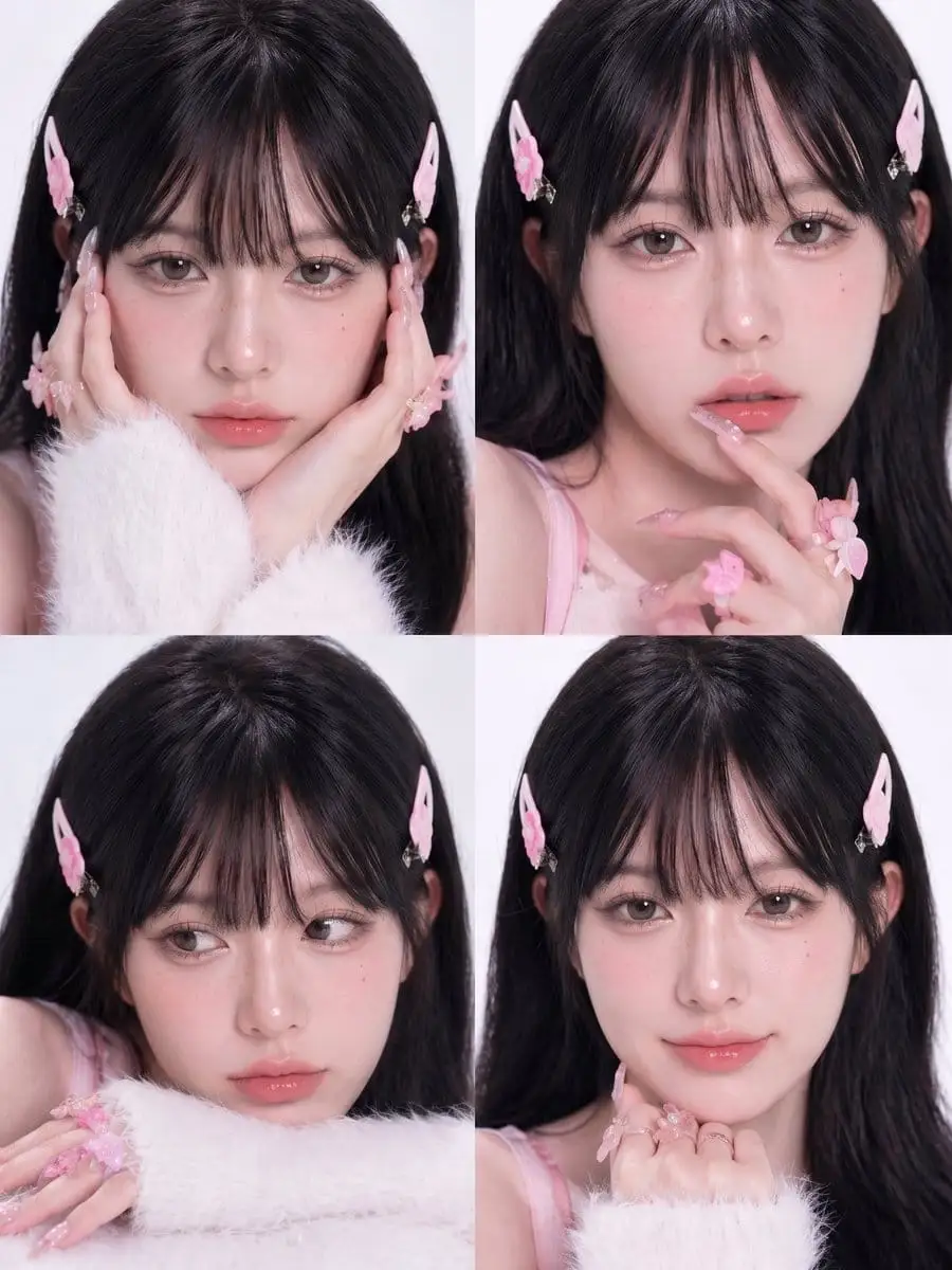粉色可爱风美妆拼图 | 四宫格少女感写真