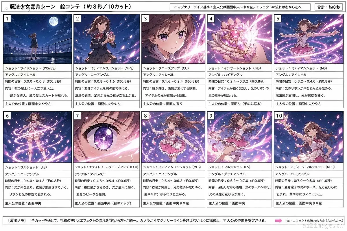 魔法少女变身分镜脚本