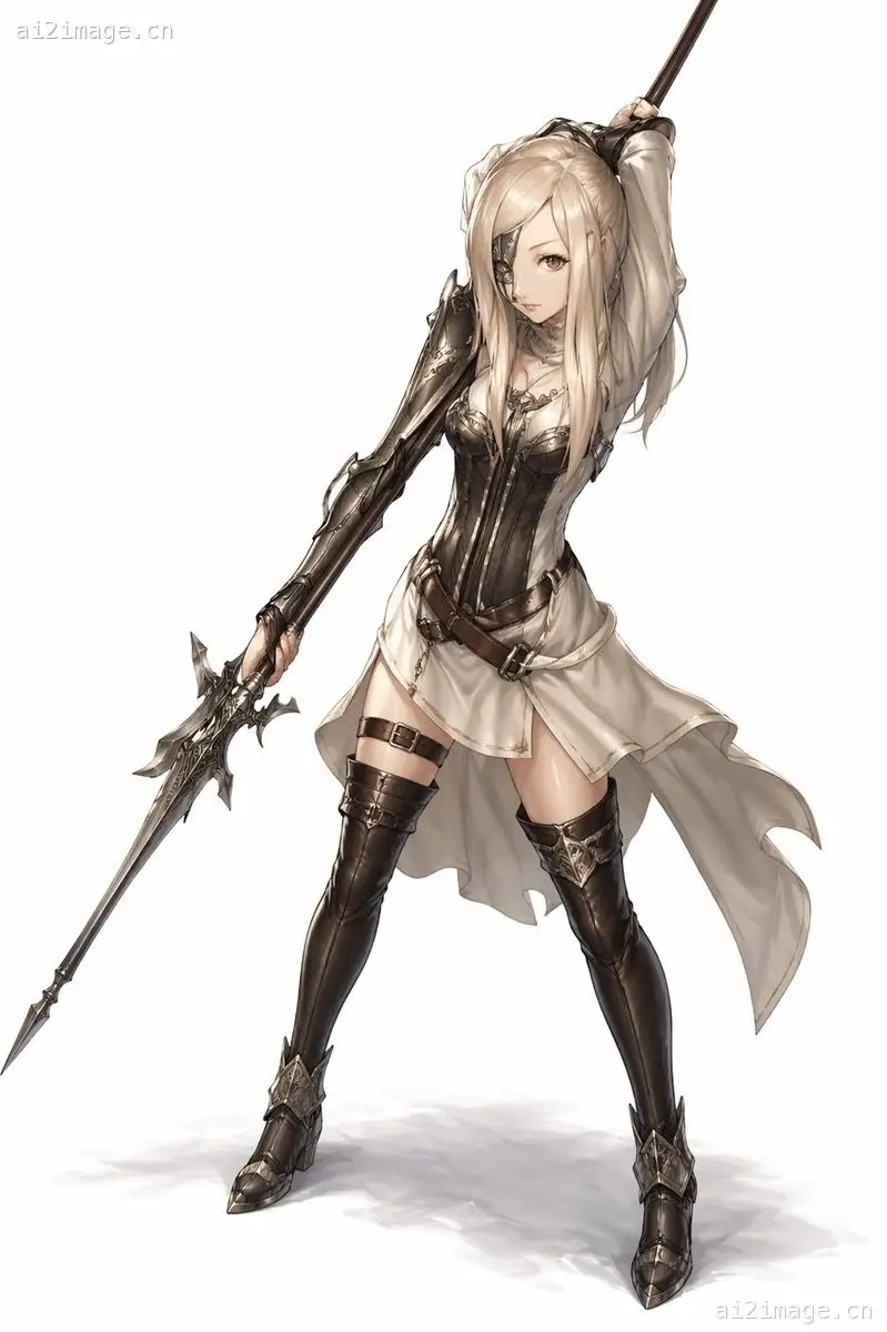 优雅动漫女枪兵全身像