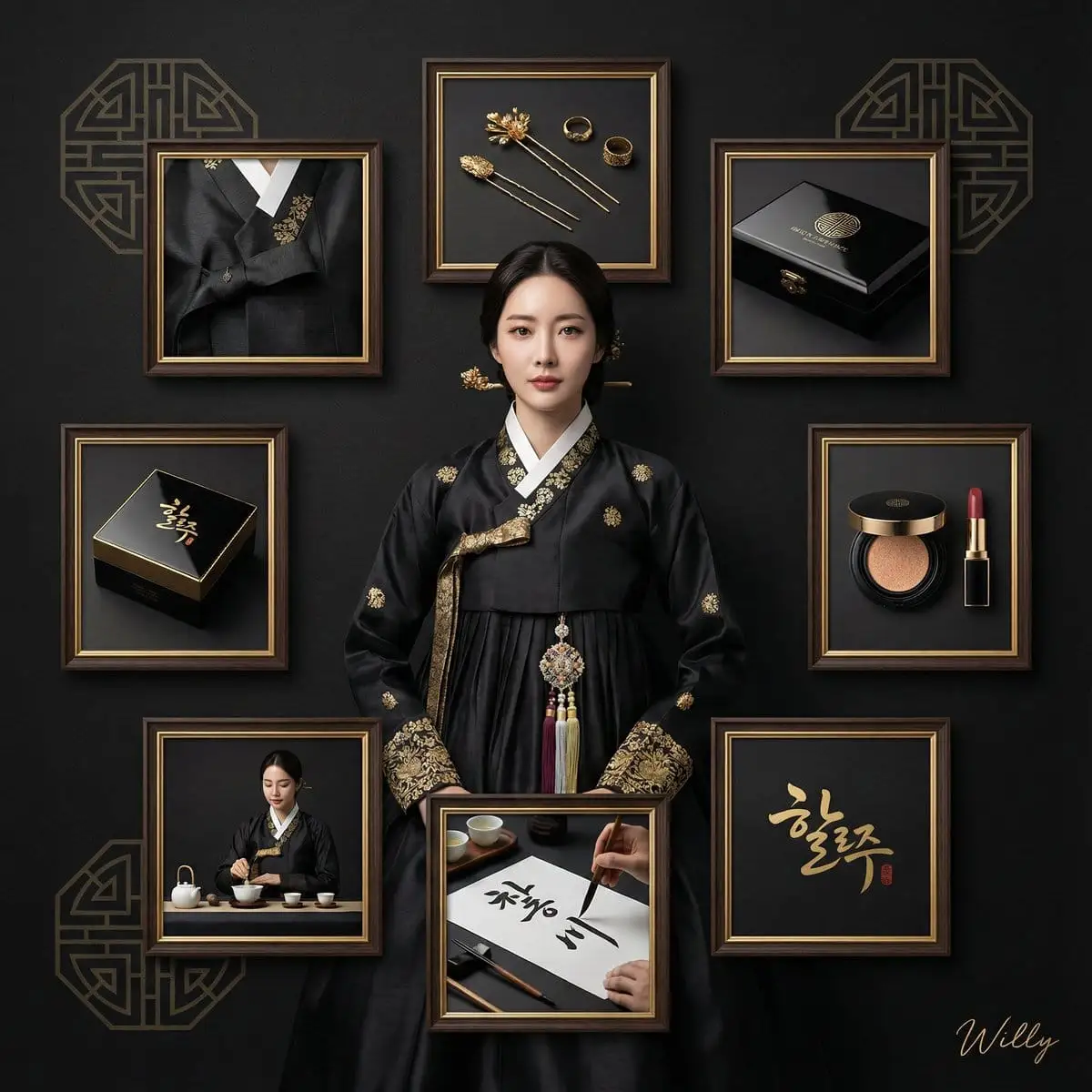 黑金奢华韩服品牌视觉设计:传统与现代的融合
