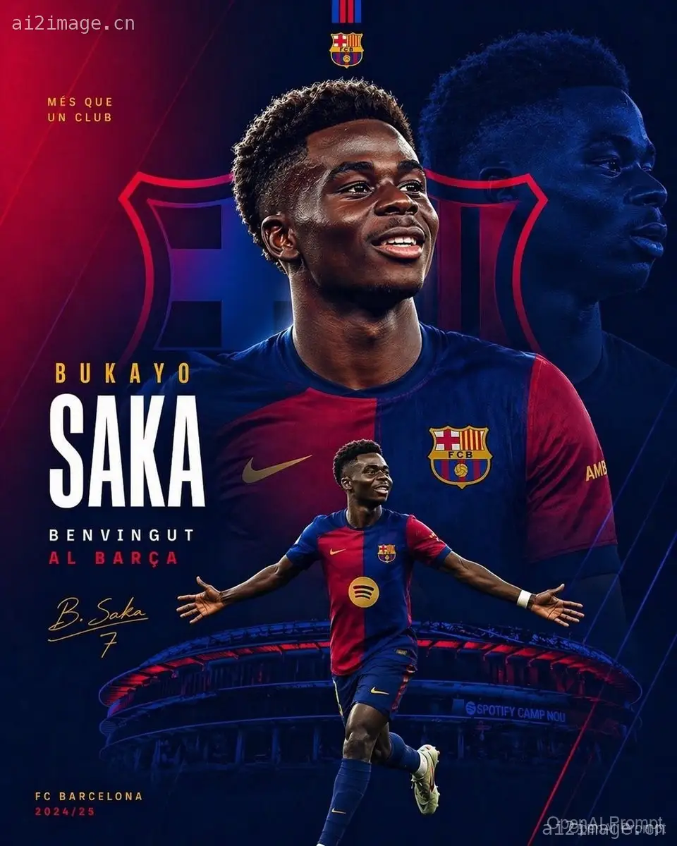 Saka 巴塞罗那转会海报