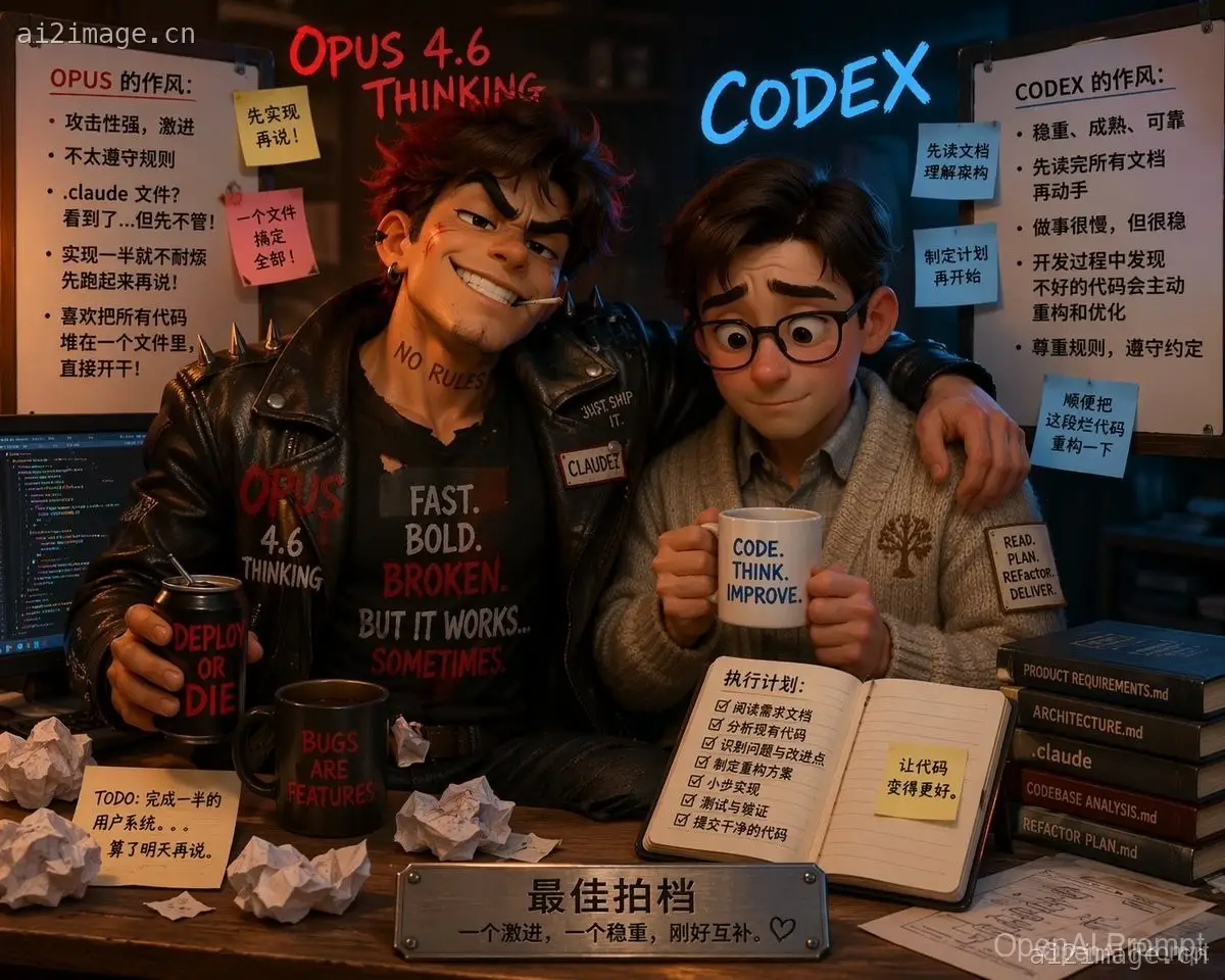 程序员性格对比插画