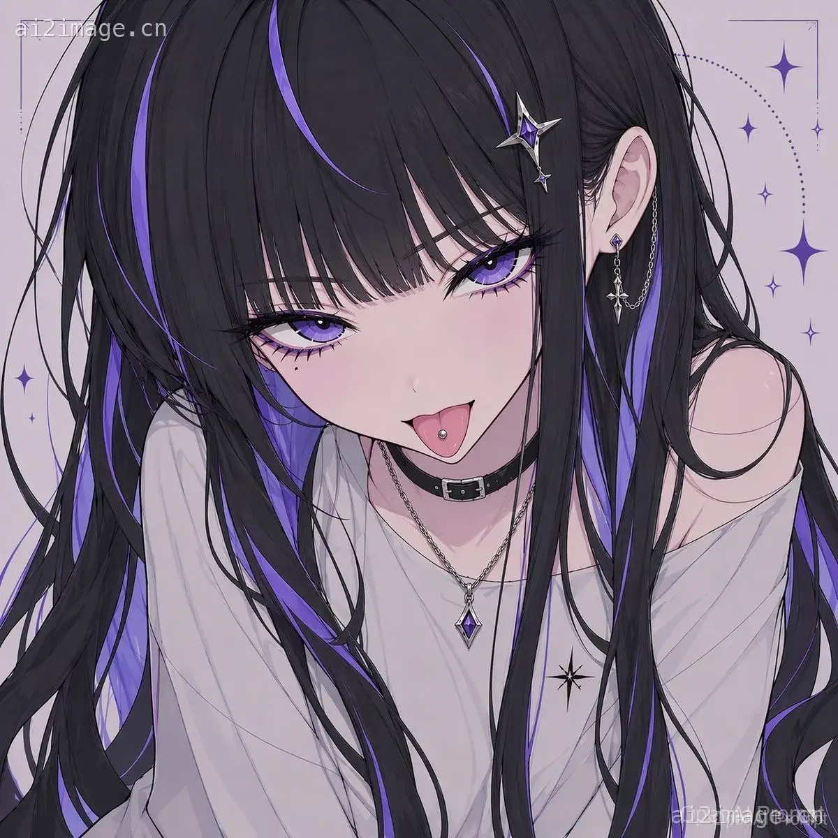 哥特风动漫少女肖像(带遮挡效果)
