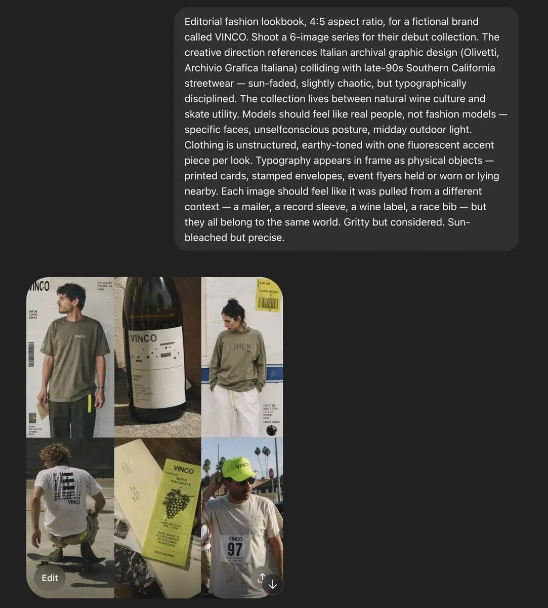 VINCO 时尚编辑风格项目截图生成