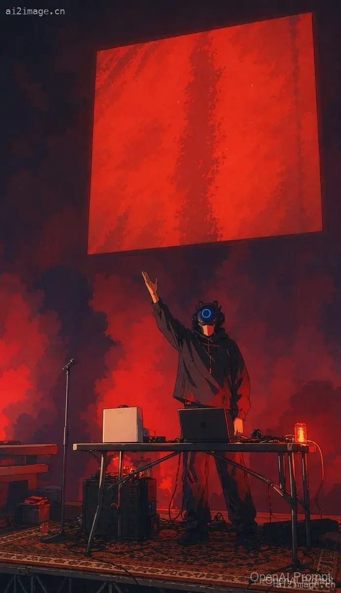 红色巨石下的赛博 DJ